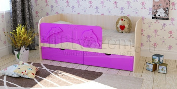 Друзья Кровать детская 2 ящика 1.6 Фиолетовый глянец в Раисино - raisino.mebel54.com | фото