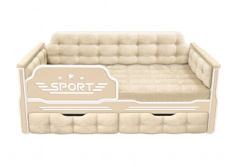 Кровать 160 серии Спорт 2 ящика 02 Бежевый (мягкие боковые накладки) в Раисино - raisino.mebel54.com | фото