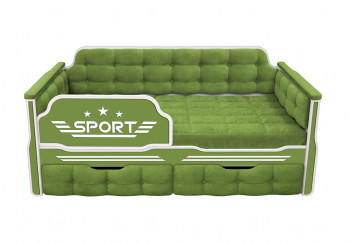 Кровать 160 серии Спорт 2 ящика 76 Зелёный (мягкие боковые накладки) в Раисино - raisino.mebel54.com | фото