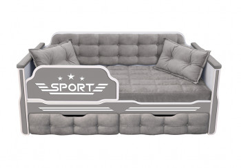 Кровать 180 серии Спорт 2 ящика 45 Серый (подушки) в Раисино - raisino.mebel54.com | фото