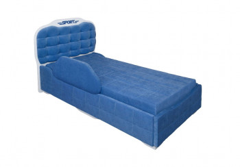 Кровать 190 Атлет Lux 29 Синий (мягкий бортик) в Раисино - raisino.mebel54.com | фото