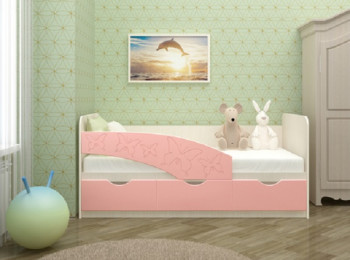 Кровать Бабочки 2,0м (Розовый металлик) в Раисино - raisino.mebel54.com | фото