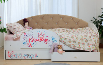 Кровать детская Эльза с бортиком Принцесса Белый/Бежевый в Раисино - raisino.mebel54.com | фото
