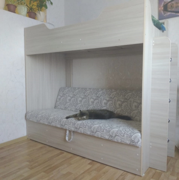 Кровать двухъярусная с диваном (Беленый дуб) в Раисино - raisino.mebel54.com | фото