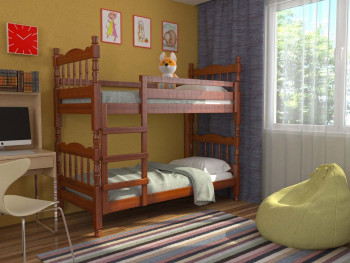 Кровать двухъярусная Соня из массива сосны 800*1890 Орех в Раисино - raisino.mebel54.com | фото