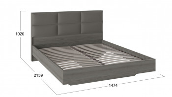 Кровать «Либерти» с мягким изголовьем и подъемным механизмом Хадсон/Ткань Грей/1400 в Раисино - raisino.mebel54.com | фото