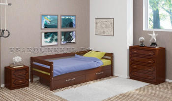 Кровать одинарная ГЛОРИЯ из массива сосны  900*2000 (Орех) в Раисино - raisino.mebel54.com | фото