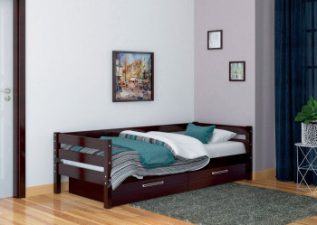 Кровать одинарная ГЛОРИЯ из массива сосны  900*2000 (Орех Тёмный) в Раисино - raisino.mebel54.com | фото