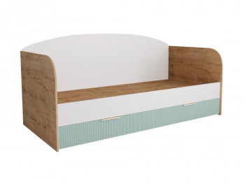 Кровать с ящиками ДКД 2000.1 Лавис (Белый софт/Зеленый софт/корпус Дуб бунратти) в Раисино - raisino.mebel54.com | фото
