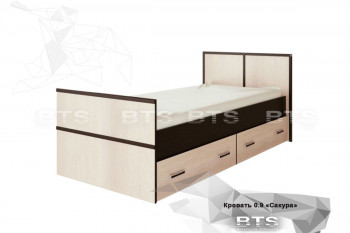 Кровать Сакура с настилом и ящиками 0,9 (Венге/Лоредо) в Раисино - raisino.mebel54.com | фото