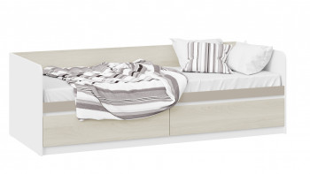 Кровать «Сканди» с 2 ящиками Дуб Гарден/Белый/Глиняный серый в Раисино - raisino.mebel54.com | фото