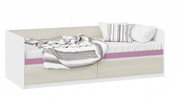 Кровать «Сканди» с 2 ящиками Дуб Гарден/Белый/Лиловый в Раисино - raisino.mebel54.com | фото