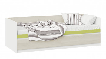 Кровать «Сканди» с 2 ящиками Дуб Гарден/Белый/Зеленый в Раисино - raisino.mebel54.com | фото