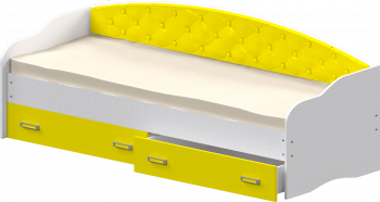 Кровать Софа-7 с мягкой спинкой (800х2000) Белый/Желтый в Раисино - raisino.mebel54.com | фото