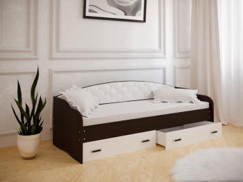 Кровать Софа-8 с мягкой спинкой (900х2000) Венге/ Белый в Раисино - raisino.mebel54.com | фото