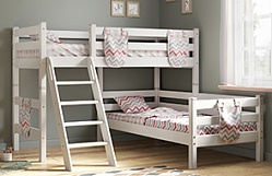 Кровать Соня вариант 8 угловая с наклонной лестницей Белый полупрозрачный в Раисино - raisino.mebel54.com | фото