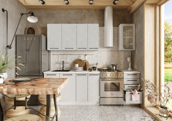Кухонный гарнитур Нувель 1800мм белый/бетон белый в Раисино - raisino.mebel54.com | фото