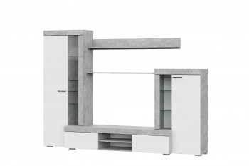 Мебель для гостиной МГС 5 Цемент светлый / Белый в Раисино - raisino.mebel54.com | фото