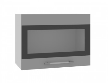 Норд ШВГС 600 Шкаф верхний горизонтальный со стеклом (Софт черный/корпус Белый) в Раисино - raisino.mebel54.com | фото