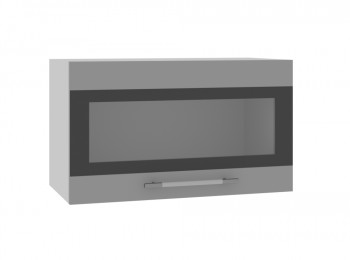 Норд ШВГС 600 Шкаф верхний горизонтальный со стеклом (Софт черный/корпус Венге) в Раисино - raisino.mebel54.com | фото