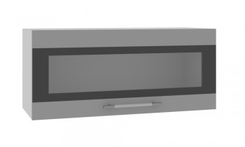 Норд ШВГС 800 Шкаф верхний горизонтальный со стеклом (Софт черный/корпус Белый) в Раисино - raisino.mebel54.com | фото