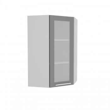 Норд ШВУС 600Н Шкаф верхний угловой (премьер) высокий (Софт черный/корпус Белый) в Раисино - raisino.mebel54.com | фото