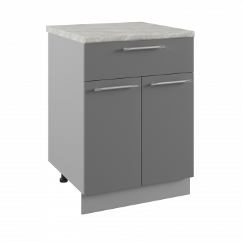 Ройс С1ЯШ 600 Шкаф нижний с ящиком (Графит софт/корпус Серый) в Раисино - raisino.mebel54.com | фото