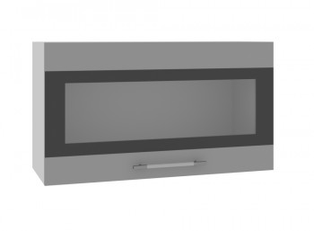 Ройс ВПГСФ 800 Шкаф верхний горизонтальный со стеклом с фотопечатью высокий (Графит софт/корпус Серый) в Раисино - raisino.mebel54.com | фото