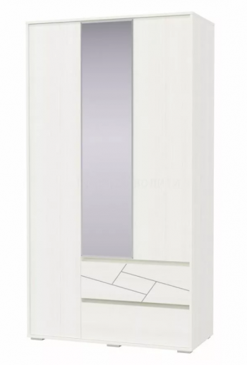 Шкаф 3-х дверный с ящиками Аделина 1200 Рамух белый в Раисино - raisino.mebel54.com | фото