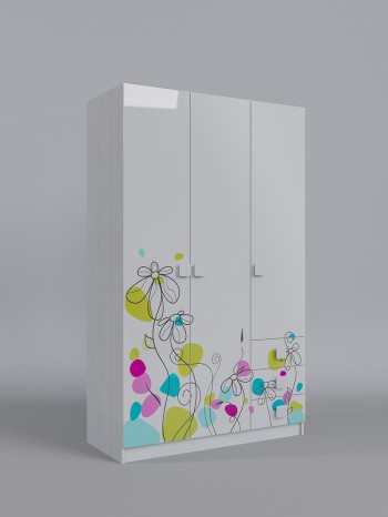 Шкаф 3-х створчатый с ящиками Флёр (Белый/корпус Выбеленное дерево) в Раисино - raisino.mebel54.com | фото
