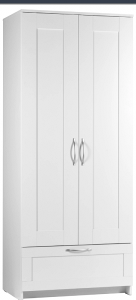 Шкаф двухдверный Сириус с 1 ящиком белый в Раисино - raisino.mebel54.com | фото