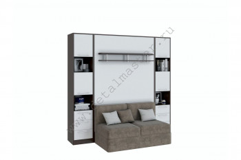 Шкаф-кровать с диваном БЕЛА с полкой ножкой в Раисино - raisino.mebel54.com | фото