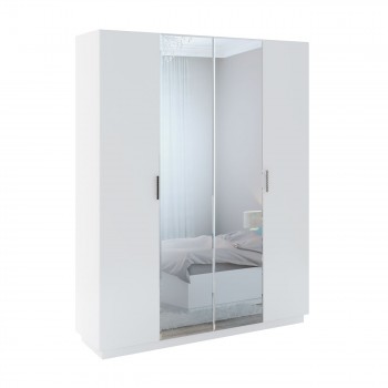 Шкаф с зер. 4 двери М22 Спальня Тиффани (белый текстурный) в Раисино - raisino.mebel54.com | фото
