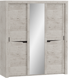 Шкаф трехдверный Соренто с раздвижными дверями Дуб бонифаций/Кофе структурный матовый в Раисино - raisino.mebel54.com | фото