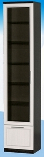 Шкаф высокий с ящиком и стеклодверью ДЛЯ ГОСТИНОЙ ШВЯС-450 Венге/Дуб выбеленный в Раисино - raisino.mebel54.com | фото