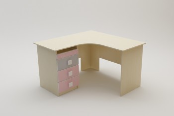 Стол угловой Грэйси (Розовый/Серый/корпус Клен) в Раисино - raisino.mebel54.com | фото