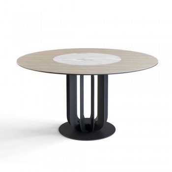 Стол круглый Rotor (160), шпон + керамика светлая в Раисино - raisino.mebel54.com | фото