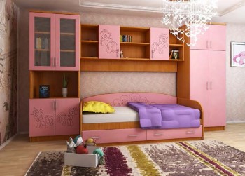 Детская Веселый пони Комплект мебели (Вишня оксфорд/Розовый) в Раисино - raisino.mebel54.com | фото